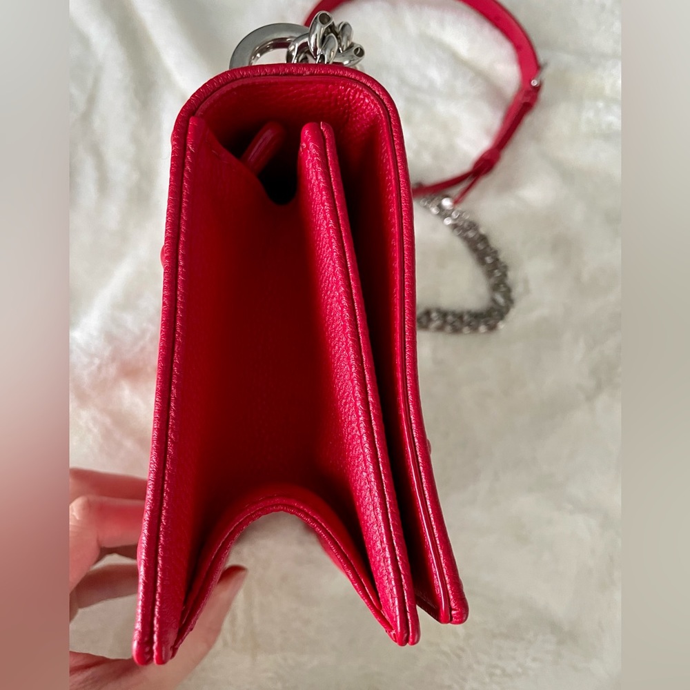 Christian Dior Grained Calfskin Diorama Small Red Crossbody - Picture 6 of 13
